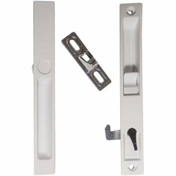 Sliding Glass Patio Door Handle Set, Flush Mount, Non-Keyed, S Cam, Nite-Lock, 6-5/8in Screw Holes, G.A.S. Hardware, Mfr#: DL-502-WHITE